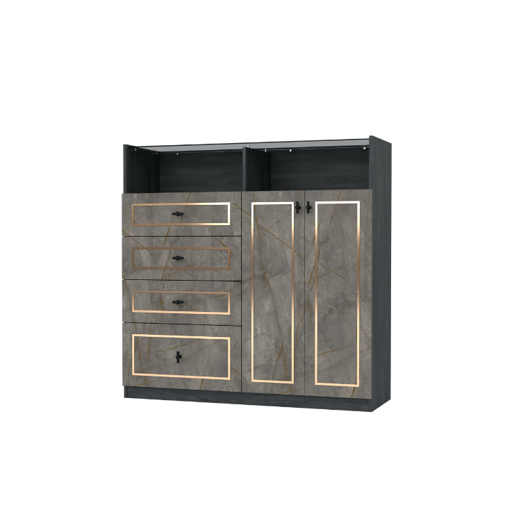 ตู้ลิ้นชัก 4 ลิ้นชัก WISDOM DESIGN FURNITURE GDW-121 120 ซม. สีแอชเกรย์/บราวน์มาร์เบิ้ล
